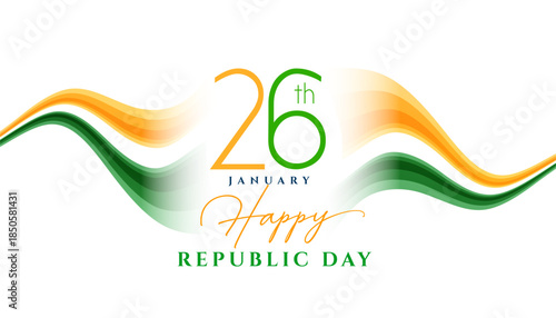  happy republic day 26th january patriotic background with flowing tricolor flag