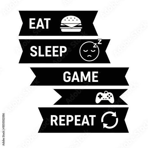 Gamer Lifestyle Eat Sleep Game Repeat Banner.