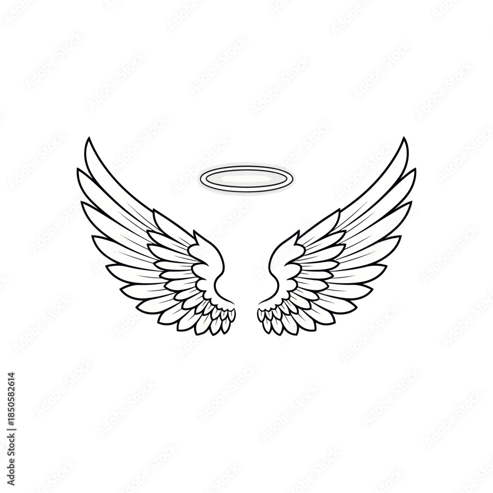 Fototapeta premium Angel Wings and Halo A Symbol of Purity and Divinity.