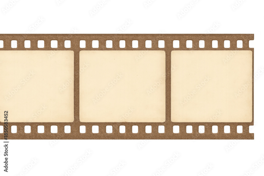 Fototapeta premium Vintage 35mm film strip frame on transparent background, offering space for design, retro photography and cinema concept