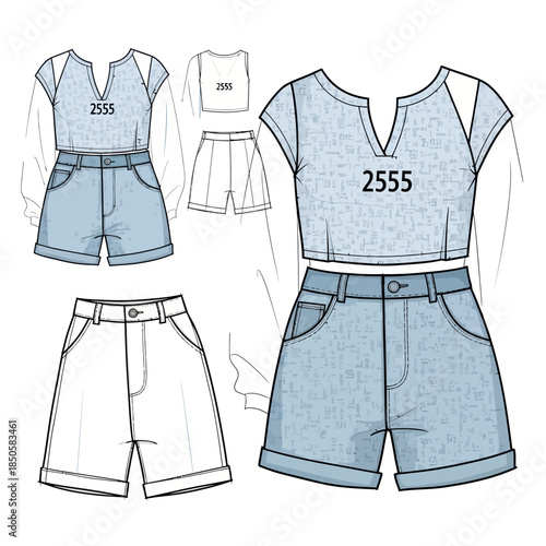 Fashion clothing design with shorts.