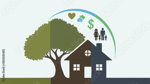 Family Home Protection Insurance and Security Concept.