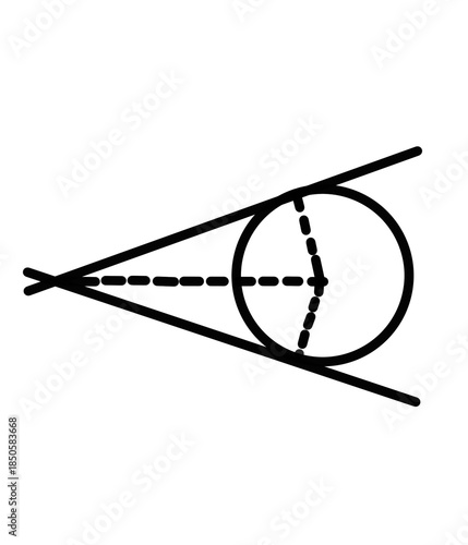 Canvastavla Geometric circle between tangents with diameter line.