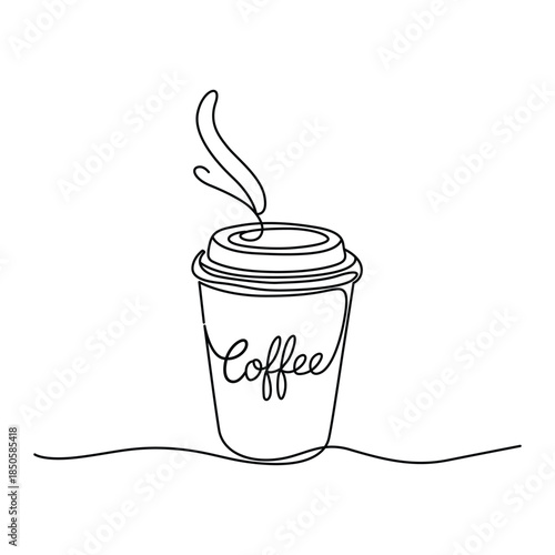 Fotografia a line drawing of a coffee cup with steam rising