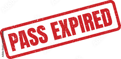 Distressed rubber stamp icon displaying PASS EXPIRED text, signifying a document or authorization no longer valid