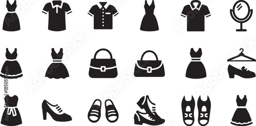 Collection of fashion icons for clothing and accessories