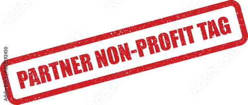Grunge effect rectangular tag with PARTNER NON PROFIT TAG for designating non profit affiliations