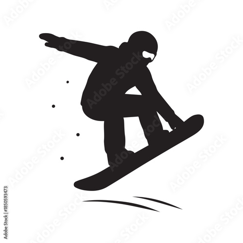 Dynamic Snowboarder Jumping Silhouette Vector Illustration