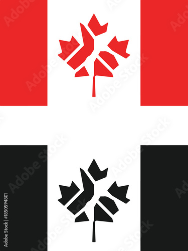 Negative space canada flag silhouette vector icon