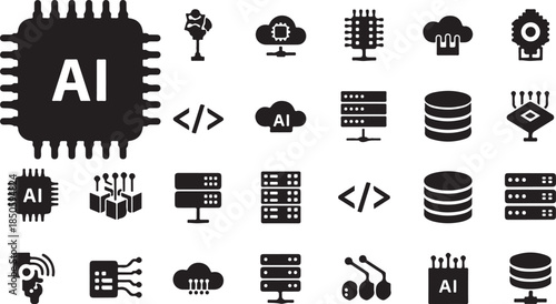 Artificial intelligence technology icons for business and design