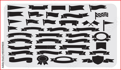 Professional Vector Marking & Signage Kit: Dynamic Streamer Ribbons, Adventure Map Waypoints, and Achievement Medallions