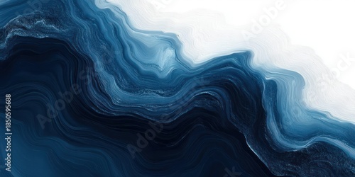 Wallpaper Mural Abstract layered blue and white fluid waves with textured striations flowing across a canvas, evoking deep ocean depth, calm movement and serene mystery Torontodigital.ca
