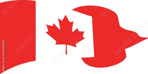 An artistic interpretation of the canadian flag featuring a dynamic red flowing shape
