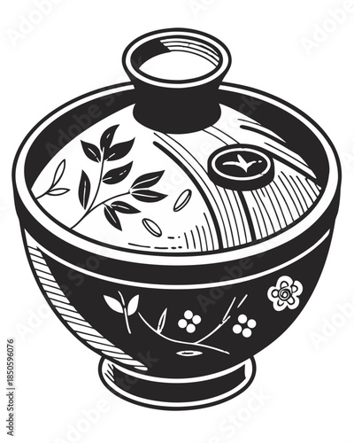 Japanese Chawanmushi Bowl Covered Steamer Illustration Clipart Vector