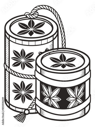 Traditional Japanese Sake Barrel Illustration Komodaru Clipart Vector