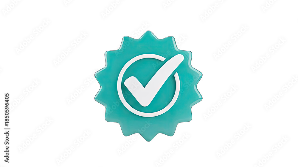 Obraz premium Verified Badge Icon with Checkmark on White Background