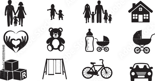 Family and parenting icons for commercial use