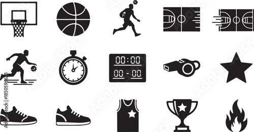Basketball icons for sports design and presentation