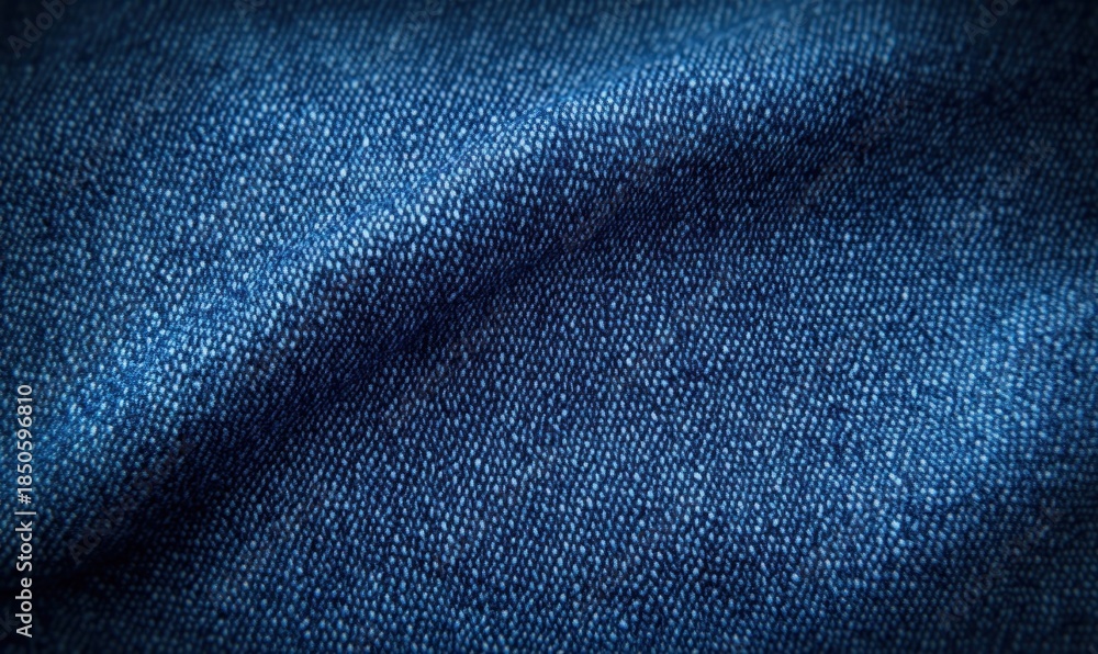 Naklejka premium macro close-up of blue denim fabric showing detailed woven texture and soft folds conveying cozy casual warmth