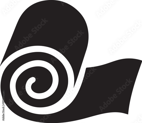 PrintRolled fabric or yoga mat silhouette, minimalist vector illustration on gray background