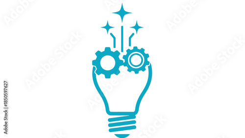 Illustration of mechanical gears inside a light bulb symbolizing innovation and teamwork