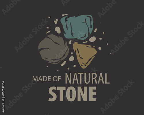 Original vector hand-drawn logo for a company engaged in the manufacture and processing of products and stone