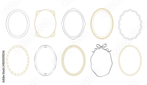 Wedding Logo Frame Minimal Classic Vintage Oval Border Collection