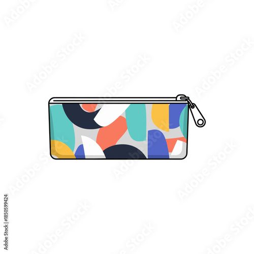 Colorful abstract pattern on a small pouch with a zipper