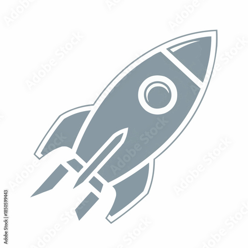 Modern vector icon of a stylized rocket launching skyward, symbolizing rapid business growth, startup success, technological innovation, and an exciting future trajectory for new projects and ventures