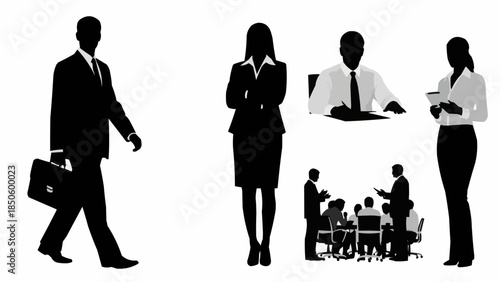 Business People Silhouettes in Professional Settings.