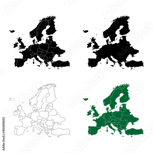 Europe map isolated on white background