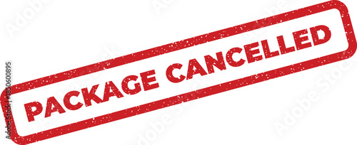 Grungy rectangular stamp featuring the package cancelled text, perfect for status updates and order tracking