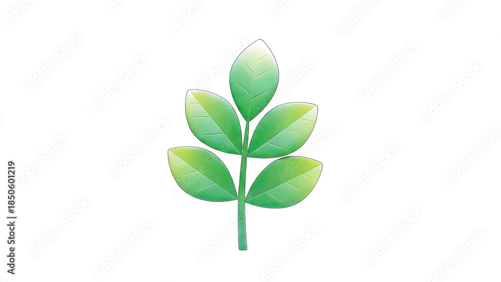 Fototapeta premium Green Leafy Branch on White Background