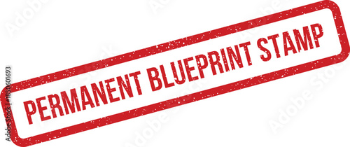 Grungy red permanent blueprint stamp used for architectural plans or engineering schematics approval