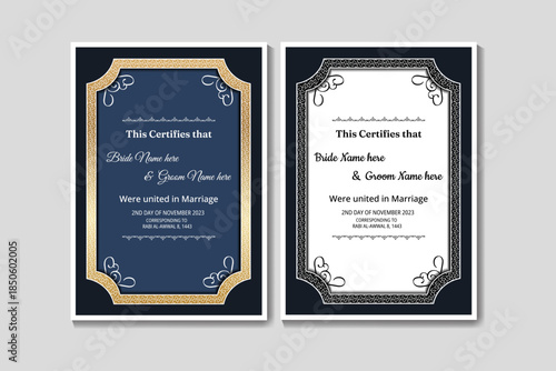 Legal Proof of Muslim Marriage Certificate Template Design 