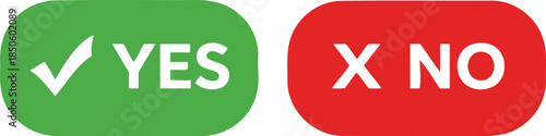 Green and red checkmark buttons with yes and no text in white font silhouette