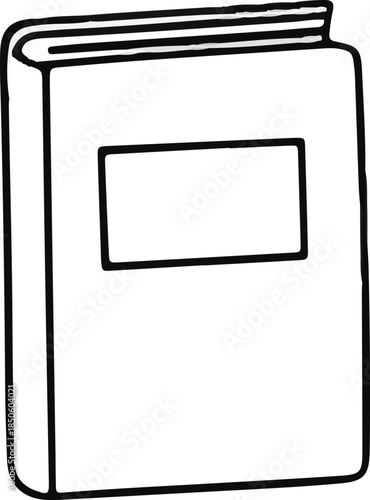 Simple line art illustration of a closed hardcover book