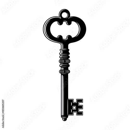Intricate Vintage Key Illustration A Symbol of Access and Mystery.