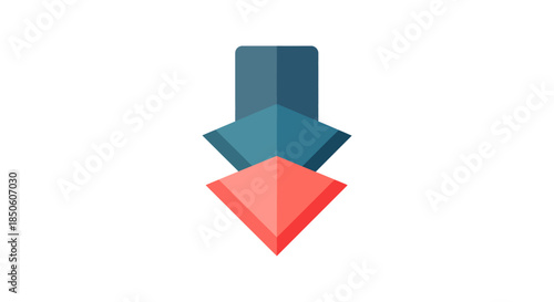 flat download arrow icon in blue and red modern minimal vector illustration for app ui button web interface and software update