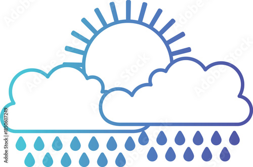 Gradient weather icon showing sun, clouds, and rain