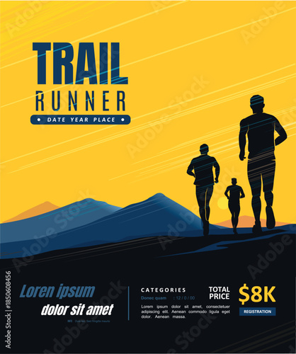 Great elegant colorful vector editable trail running  poster background design for your trail running  championship event	