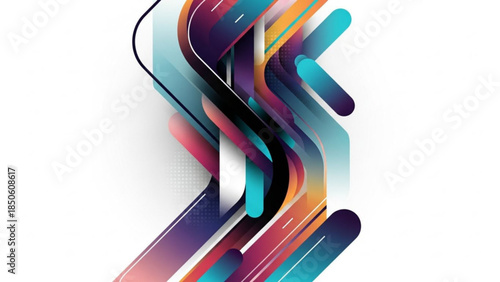 Colorful abstract design with wavy lines and vibrant gradient hues on white background for modern