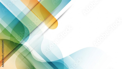 Vibrant abstract background with colorful overlapping shapes and lines in blue, green, yellow,