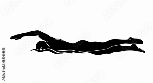 Silhouette of a swimmer performing the freestyle stroke.