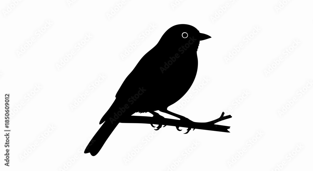 Obraz premium Silhouette of a small bird perched on a branch.