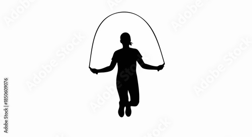 Silhouette of a person jumping rope during a workout session for fitness.