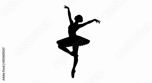 Elegant Ballerina Silhouette in Graceful Pose, Dance Art.