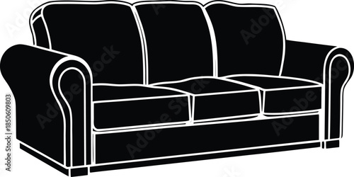 Elegant black sofa silhouette design for living room furniture and home decor, comfortable style