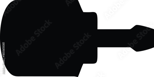 Screwdriver silhouette icon, hand tool for repair, simple fixing instrument illustration, dark on white backdrop