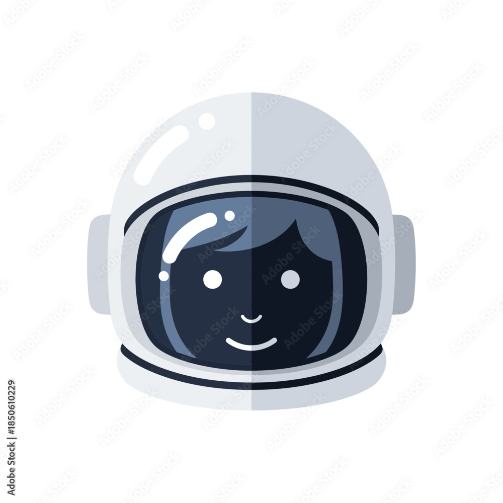 Fototapeta premium Astronaut helmet with a smiling face inside.